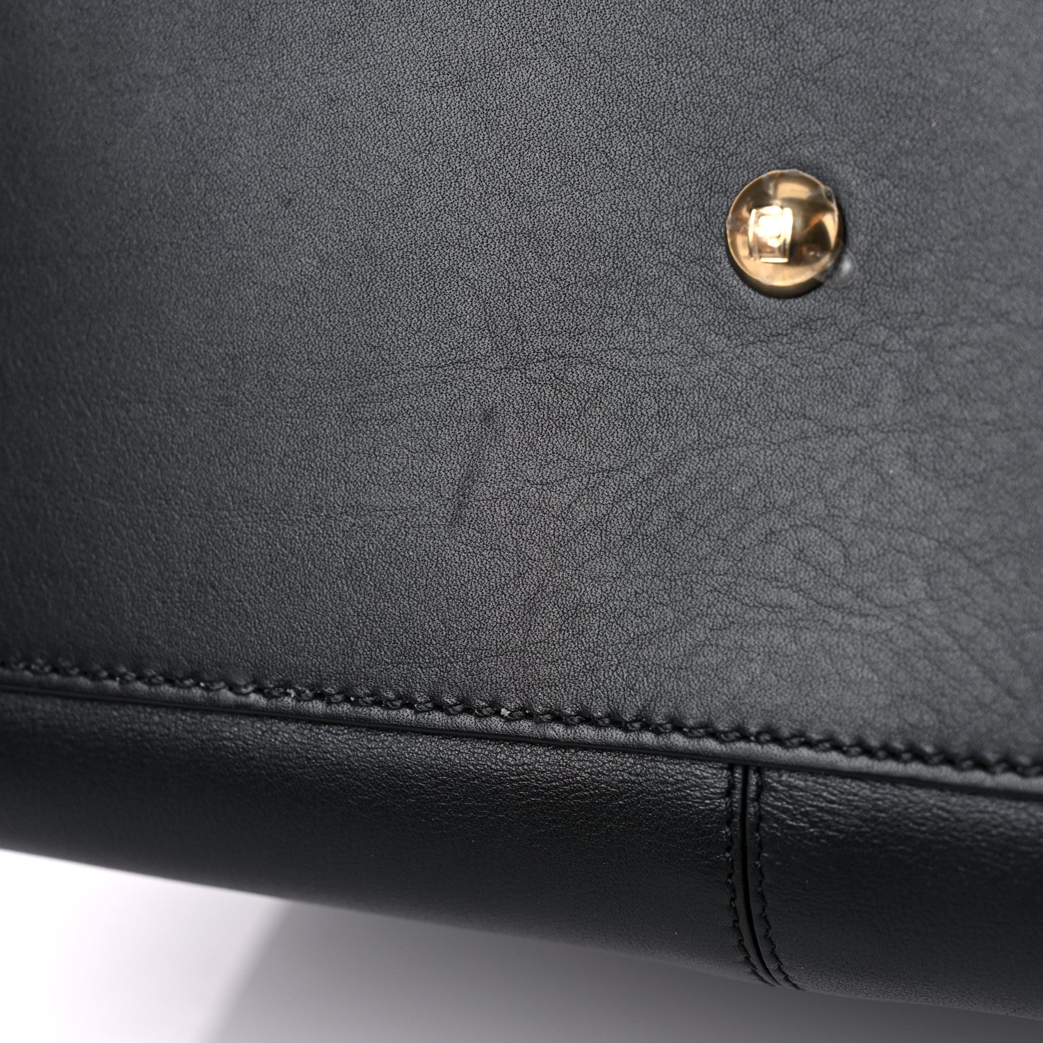 Fendi Vitello Seta Glazed Fabric FF 1974 Medium Peekaboo X-Lite Black Mogano Panna 12 of 13