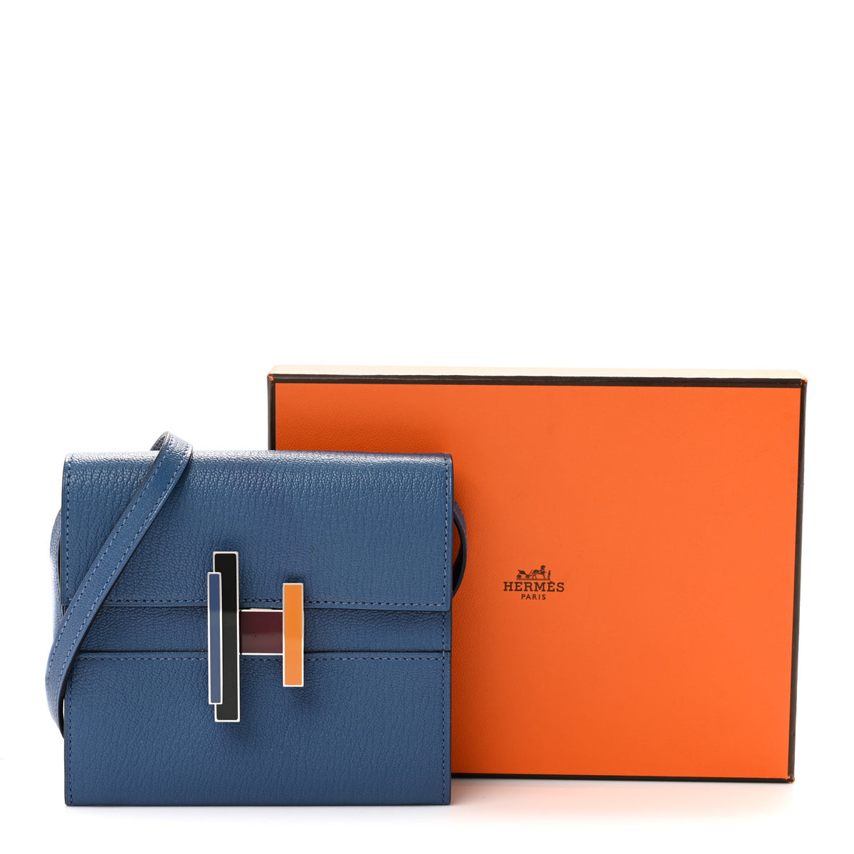 Hermes Chevre Mysore Enamel Mini Cinhetic Wallet  Bleu Brighton 12 of 12