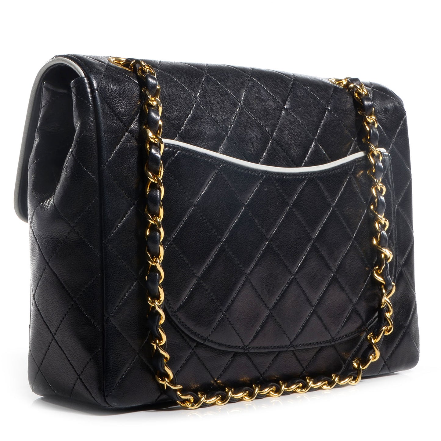 Lambskin Quilted Single Flap Black