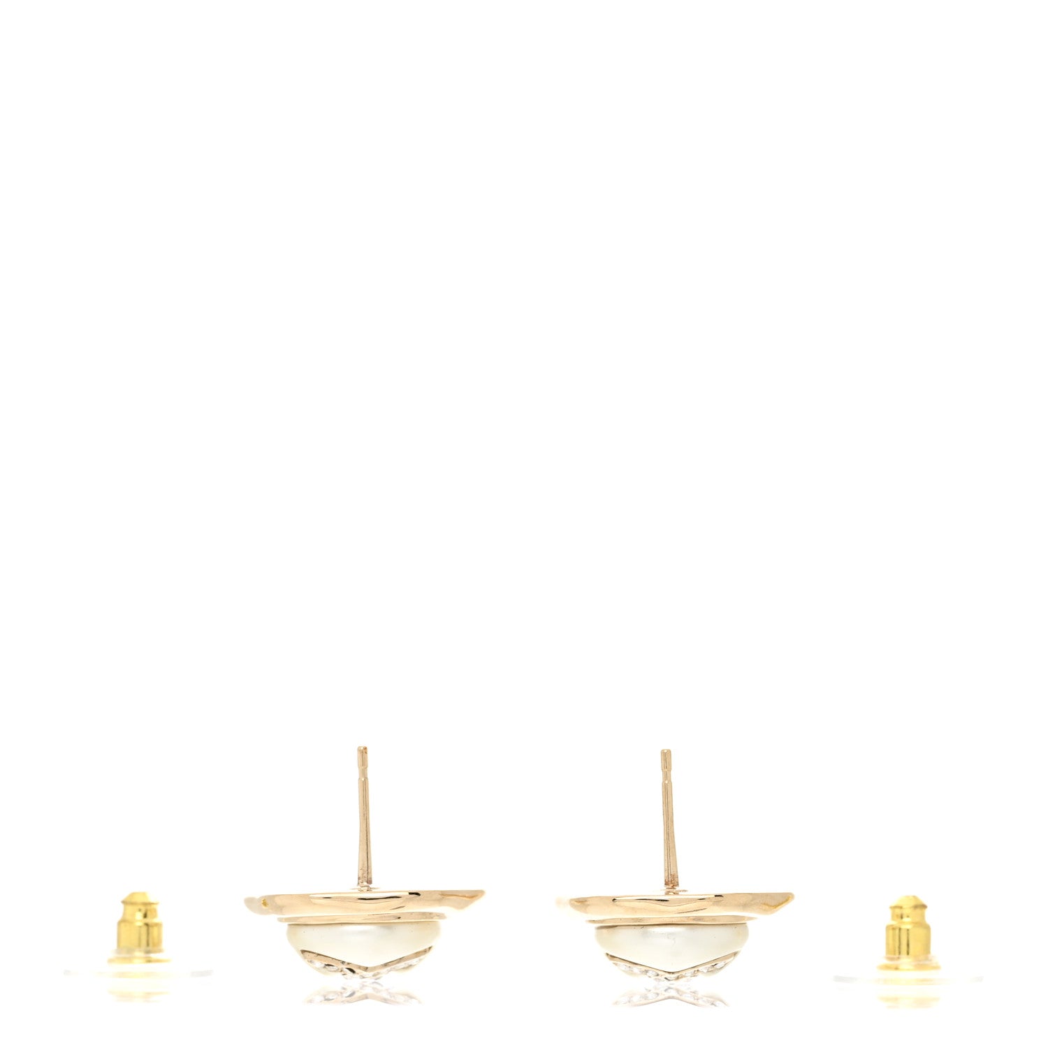 Chanel Metal Resin Crystal CC Earrings Gold 3 of 5