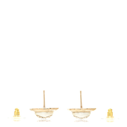 Chanel Metal Resin Crystal CC Earrings Gold 3 of 5