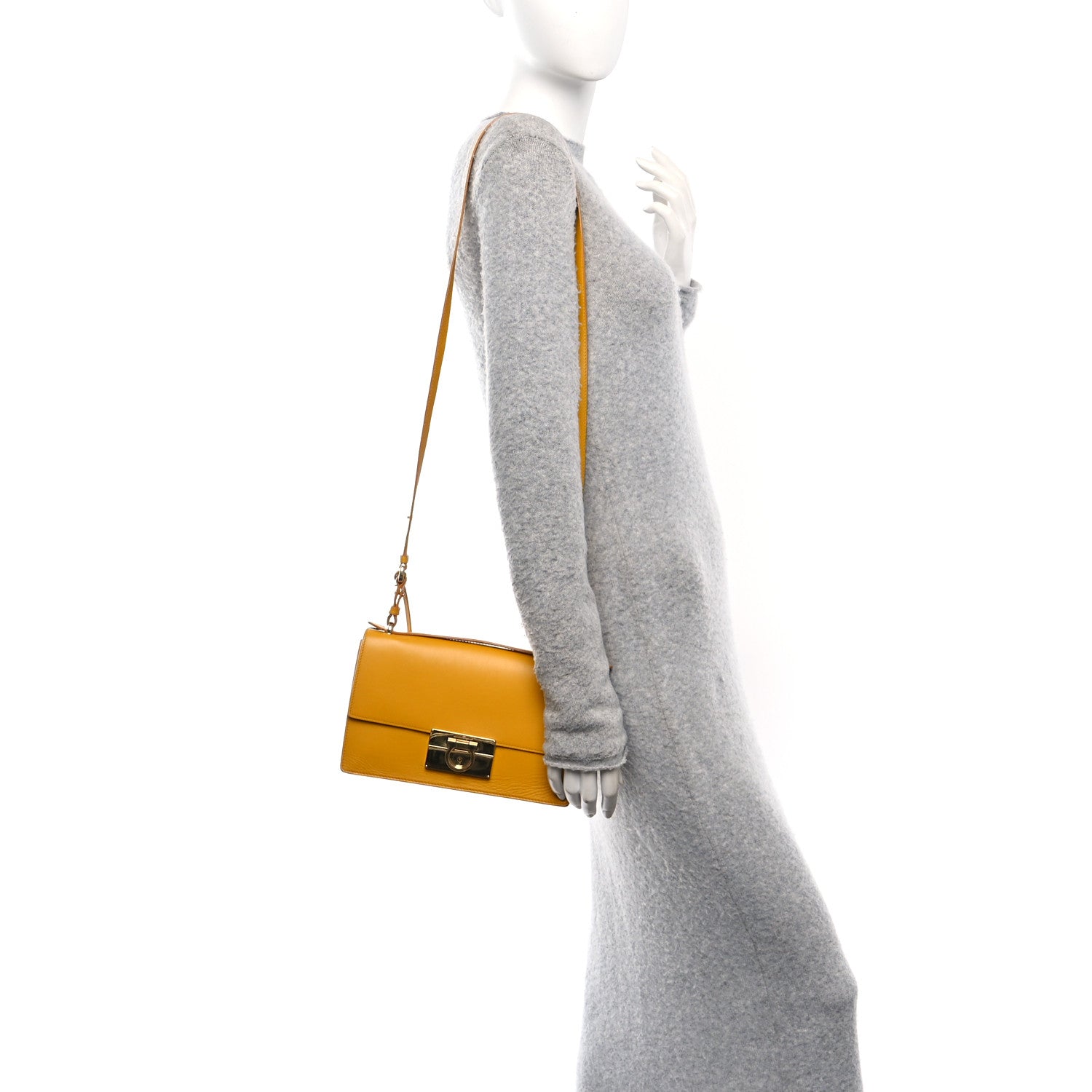 Salvatore Ferragamo Calfskin Medium Aileen Bag Yellow 2 of 10