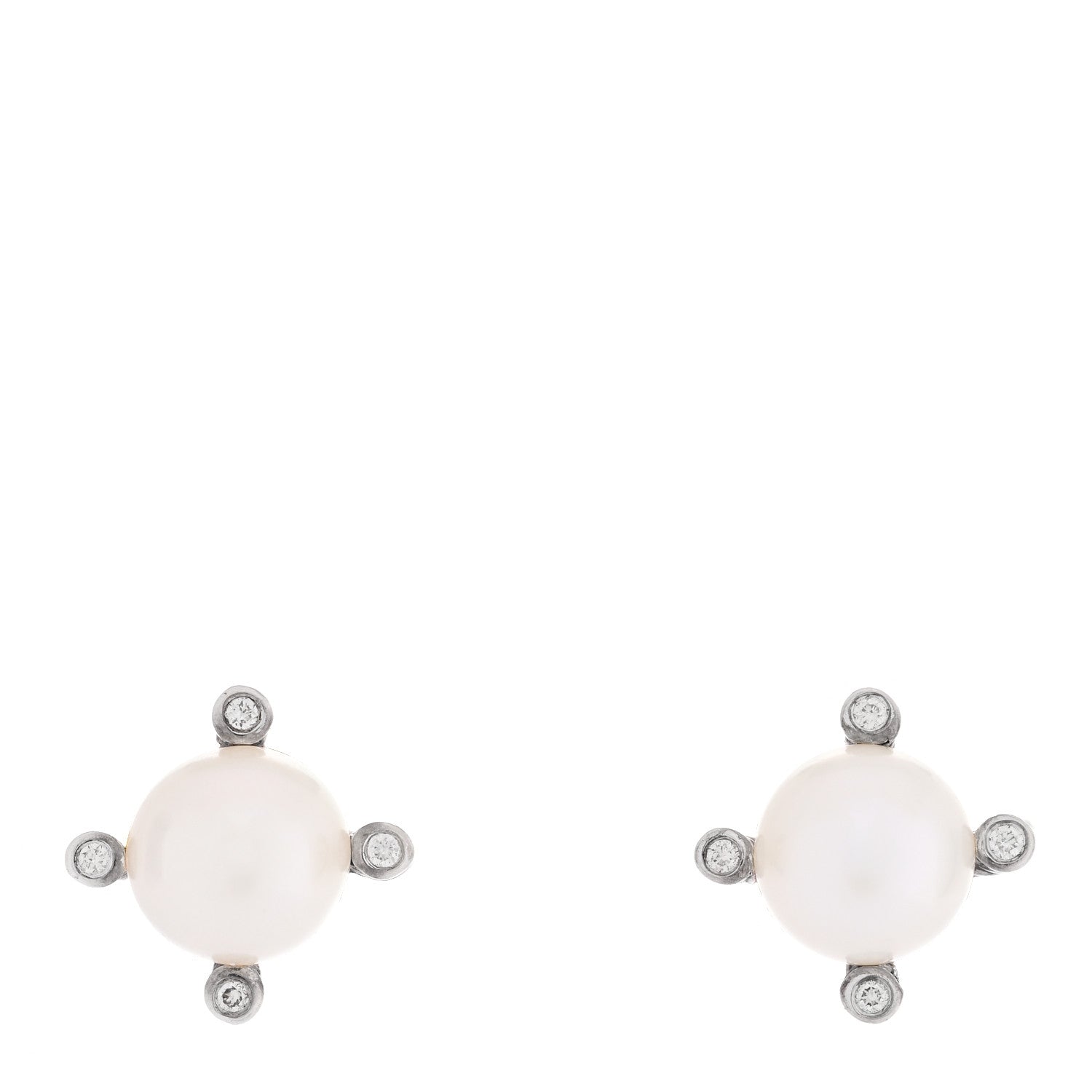 David Yurman Sterling Silver Diamond Cultured Pearl 6-6.5mm Cable Stud Earrings 1 of 5