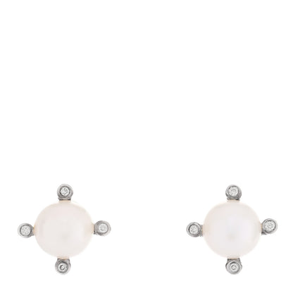 David Yurman Sterling Silver Diamond Cultured Pearl 6-6.5mm Cable Stud Earrings 1 of 5