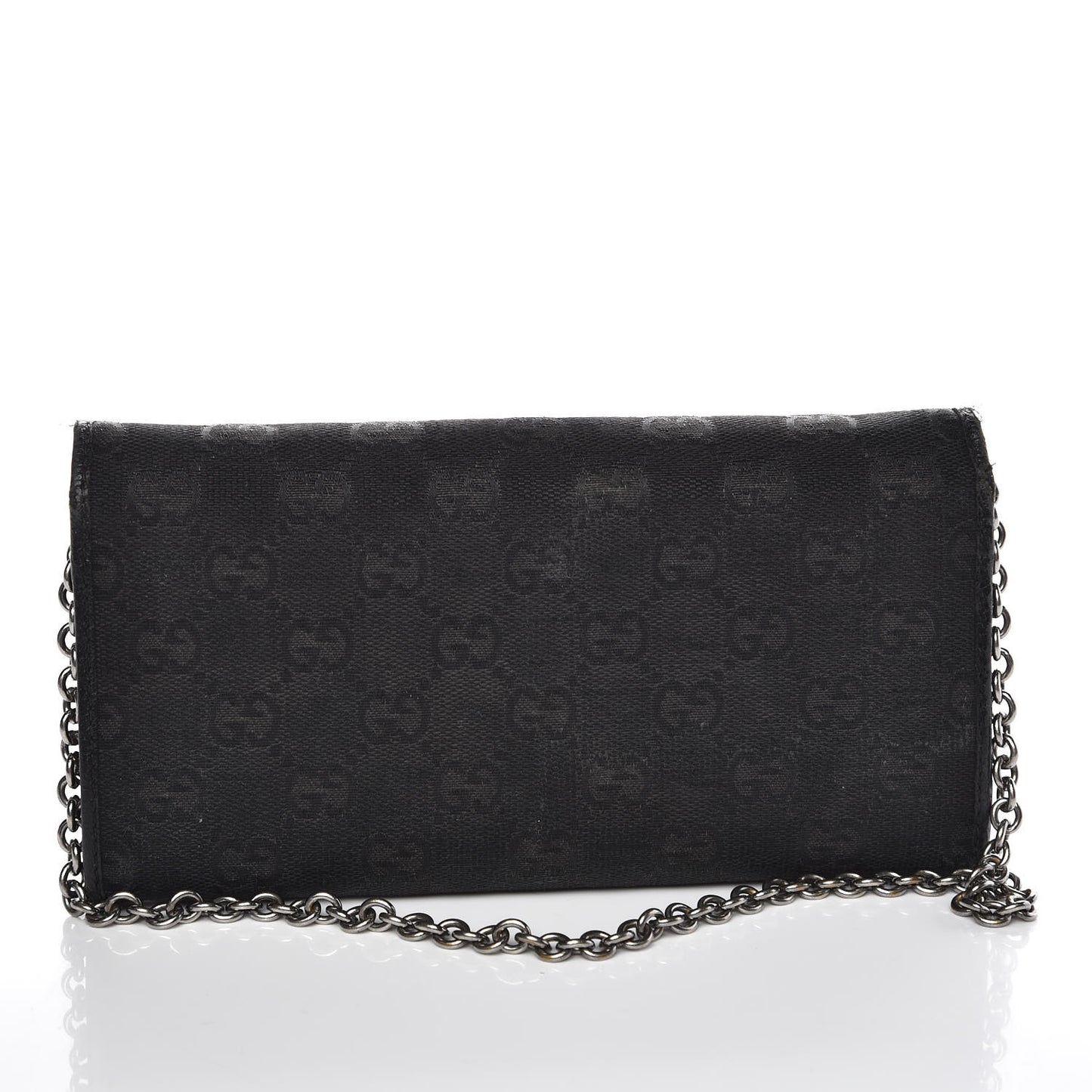 Monogram Metal Bar Chain Wallet Black
