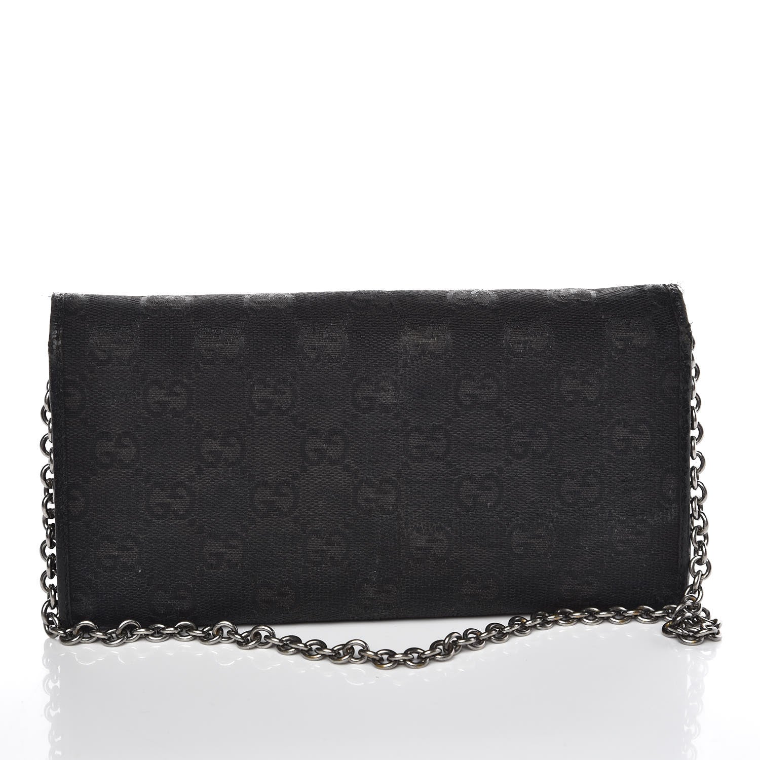 Gucci Monogram Metal Bar Chain Wallet Black 14 of 14