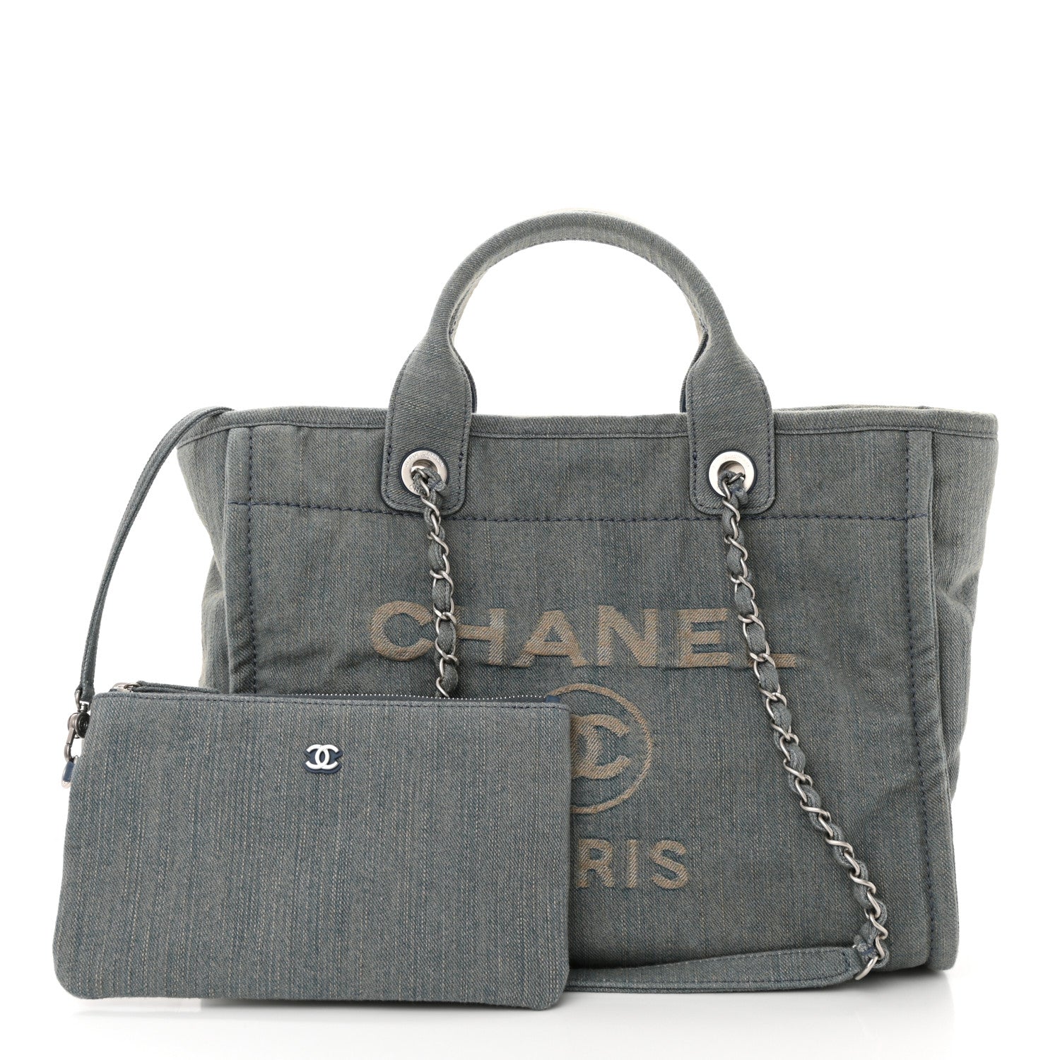 Chanel Denim Small Deauville Tote Light Blue 3 of 13