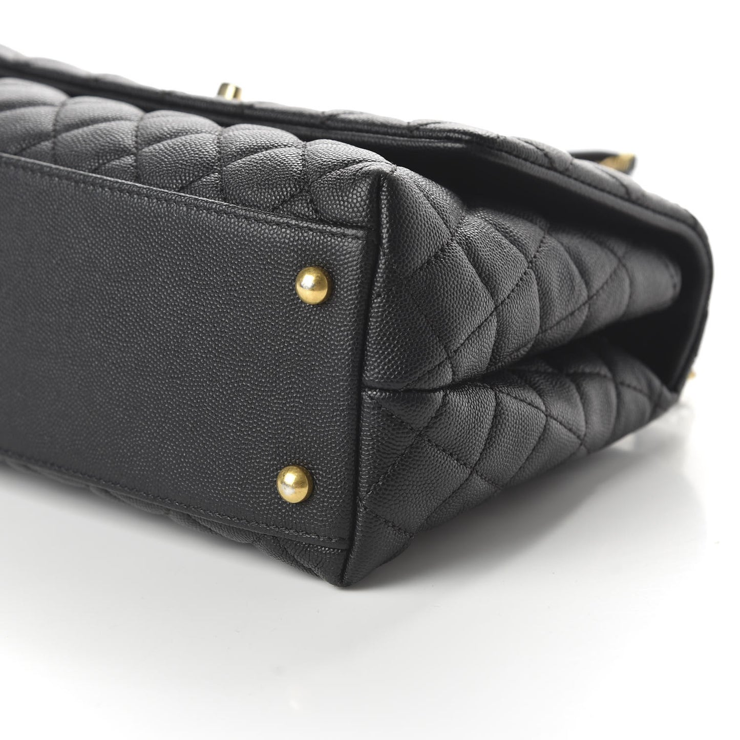 Caviar Quilted Small Coco Handle Flap Black