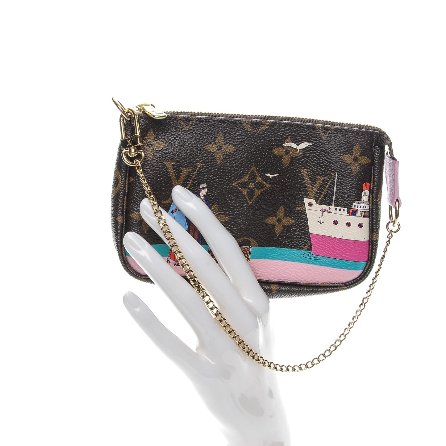 Monogram 2016 Christmas Animation Mini Pochette Accessories Rose Ballerine