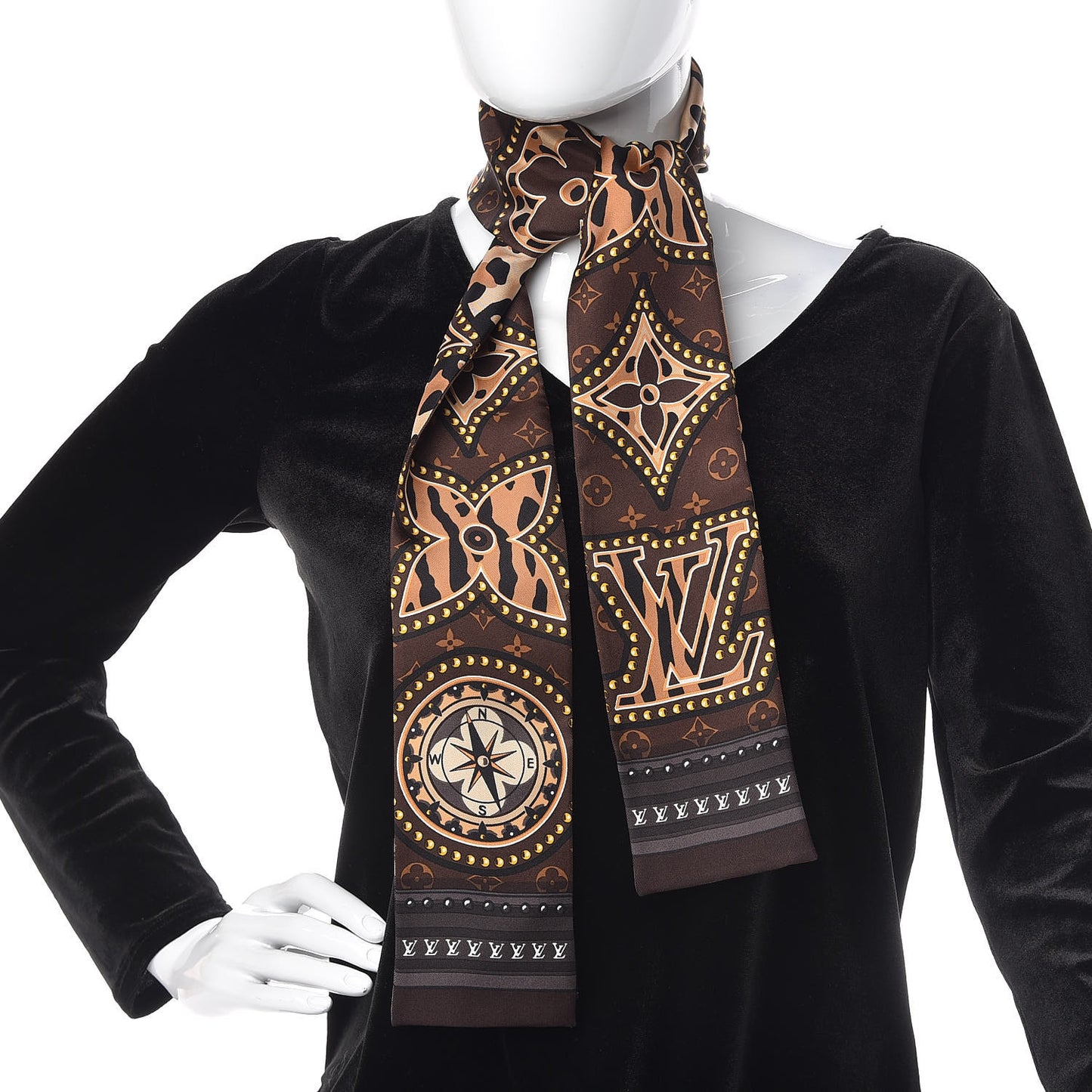 Silk Monogram LV World Bandeau Brown