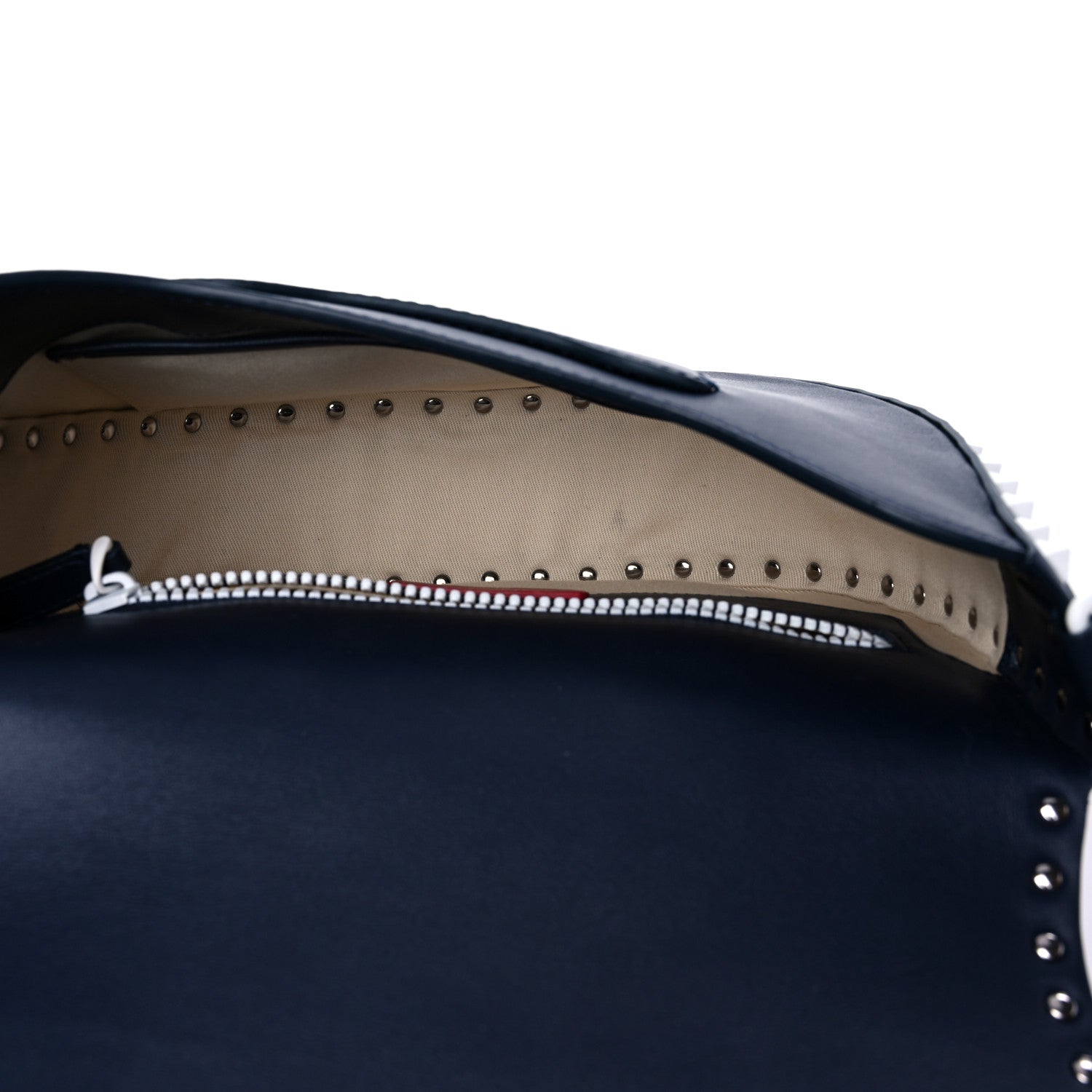 Valentino Garavani Vitello Colorblock Large Free Rockstud Halfmoon Saddle Bag Marine White 4 of 12