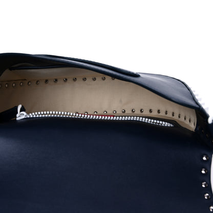 Valentino Garavani Vitello Colorblock Large Free Rockstud Halfmoon Saddle Bag Marine White 4 of 12