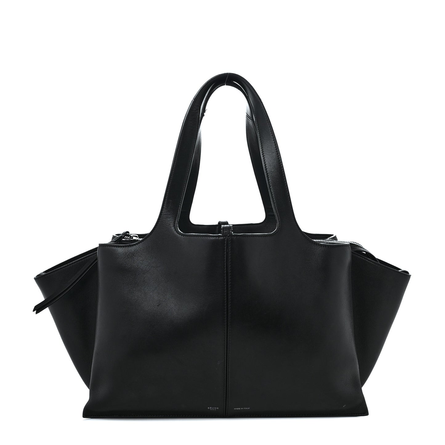 Supple Natural Calfskin Medium Tri-Fold Bag Black