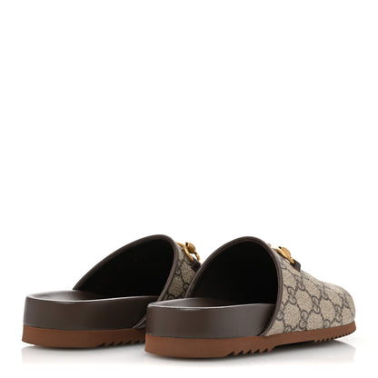 Gucci GG Supreme Monogram Miro Soft Calfskin Womens Horsebit Slippers 37.5 Beige Ebony New Acero 5 of 10