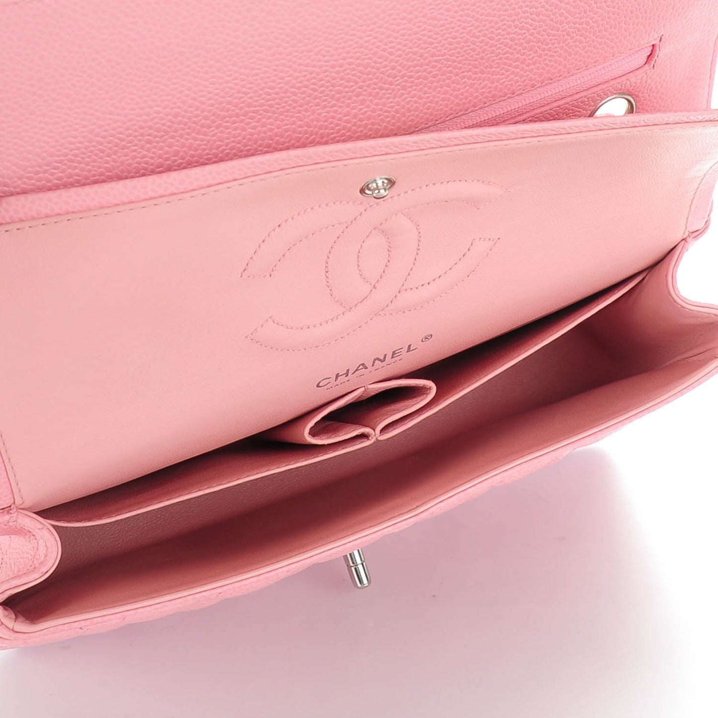 Caviar Quilted Medium Double Flap Pink