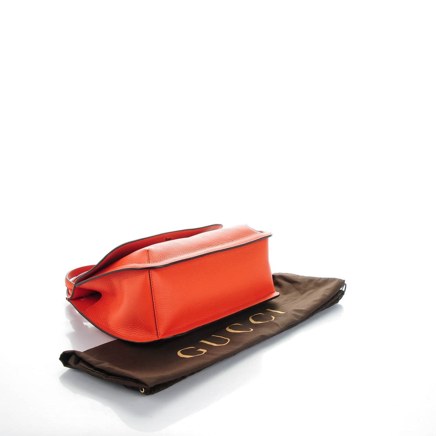Cellarius Calfskin Medium Bamboo Daily Flap Shoulder Bag New Dark Orange