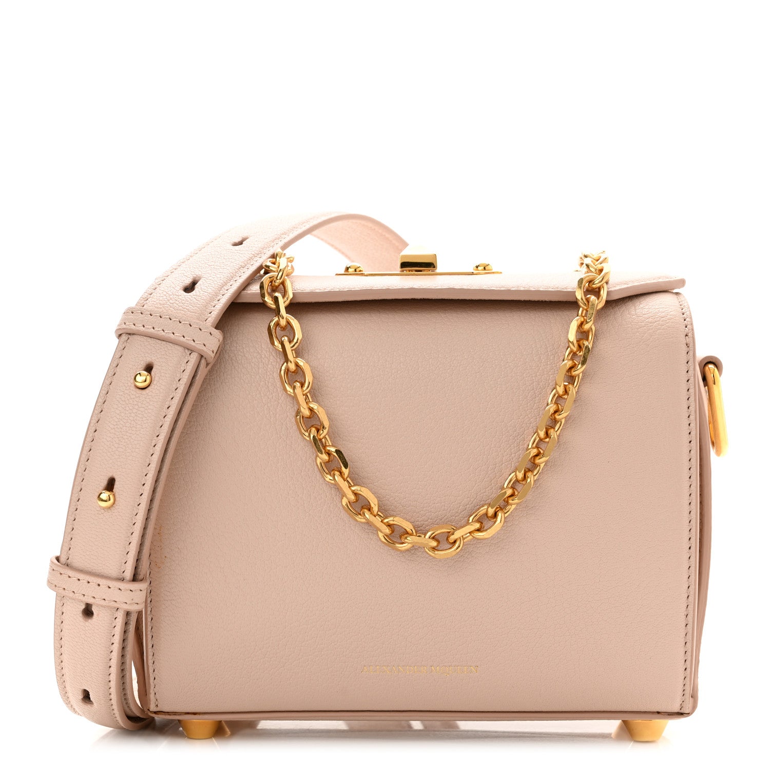 Alexander McQueen Fine Grain Goatskin Box Shoulder Bag 19 Nude 1 of 9