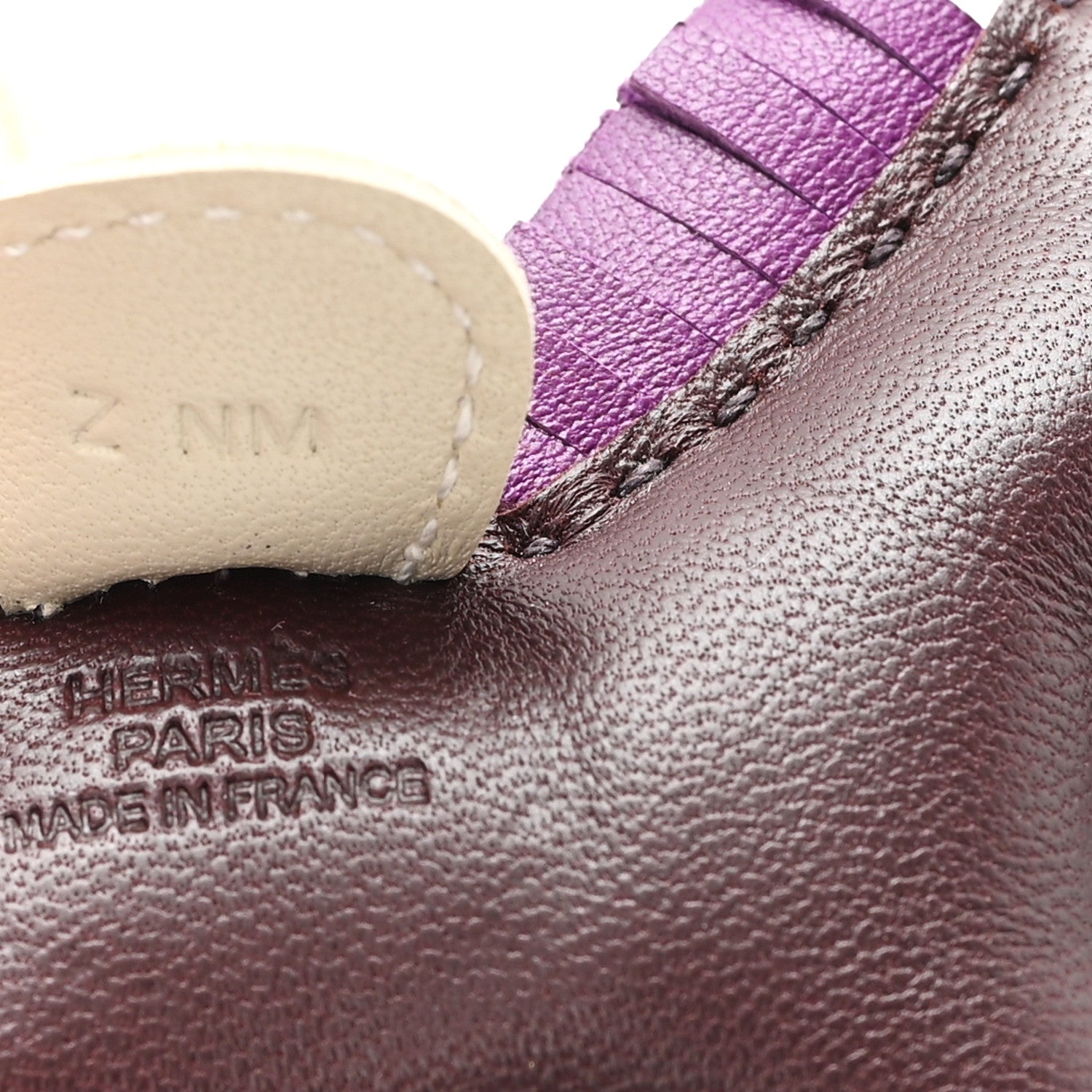 Hermes Milo Lambskin Grigri Rodeo Horse Bag Charm PM Rouge Sellier Craie Violet 3 of 4