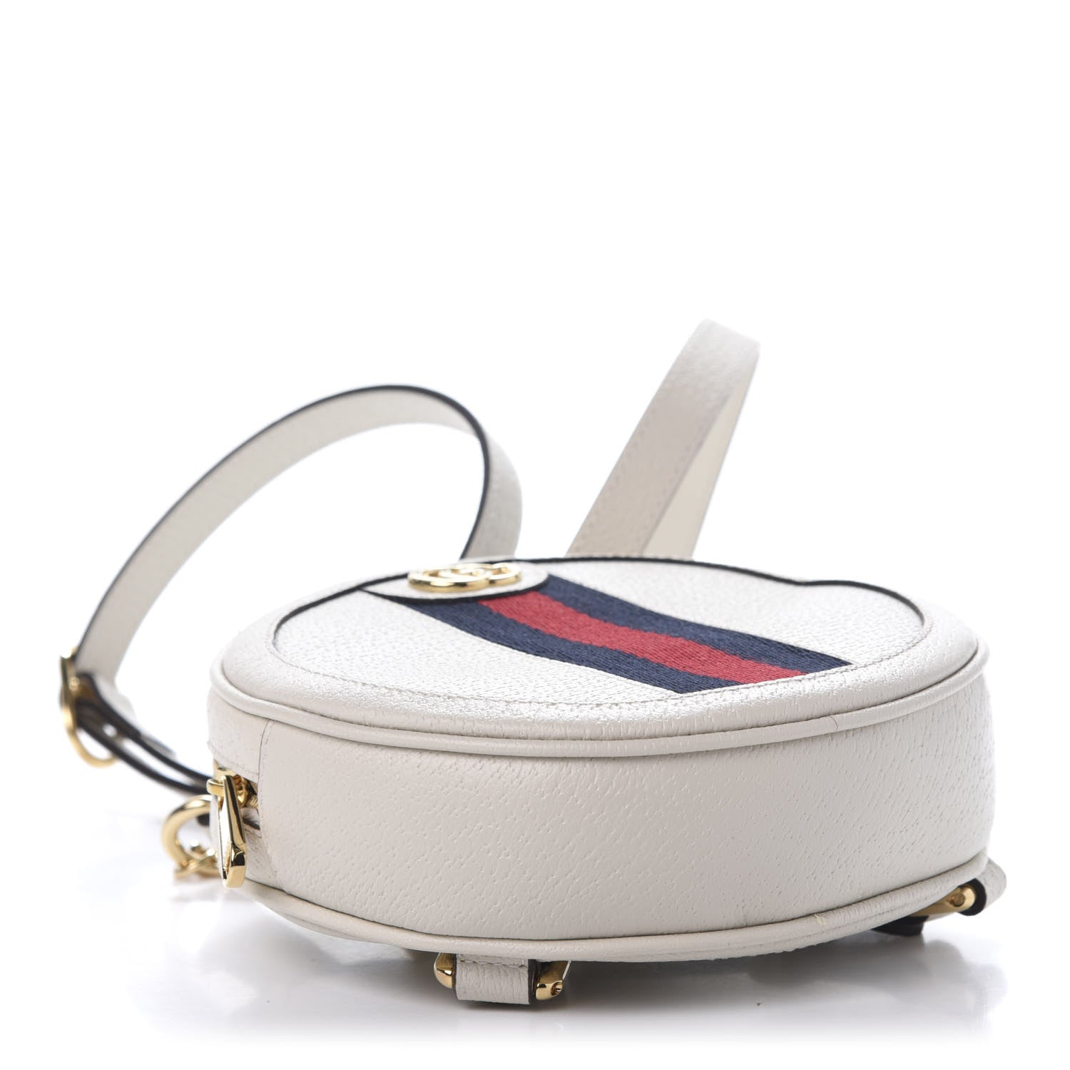Gucci Textured Calfskin Web Mini Ophidia Round Backpack Mystic White 3 of 10