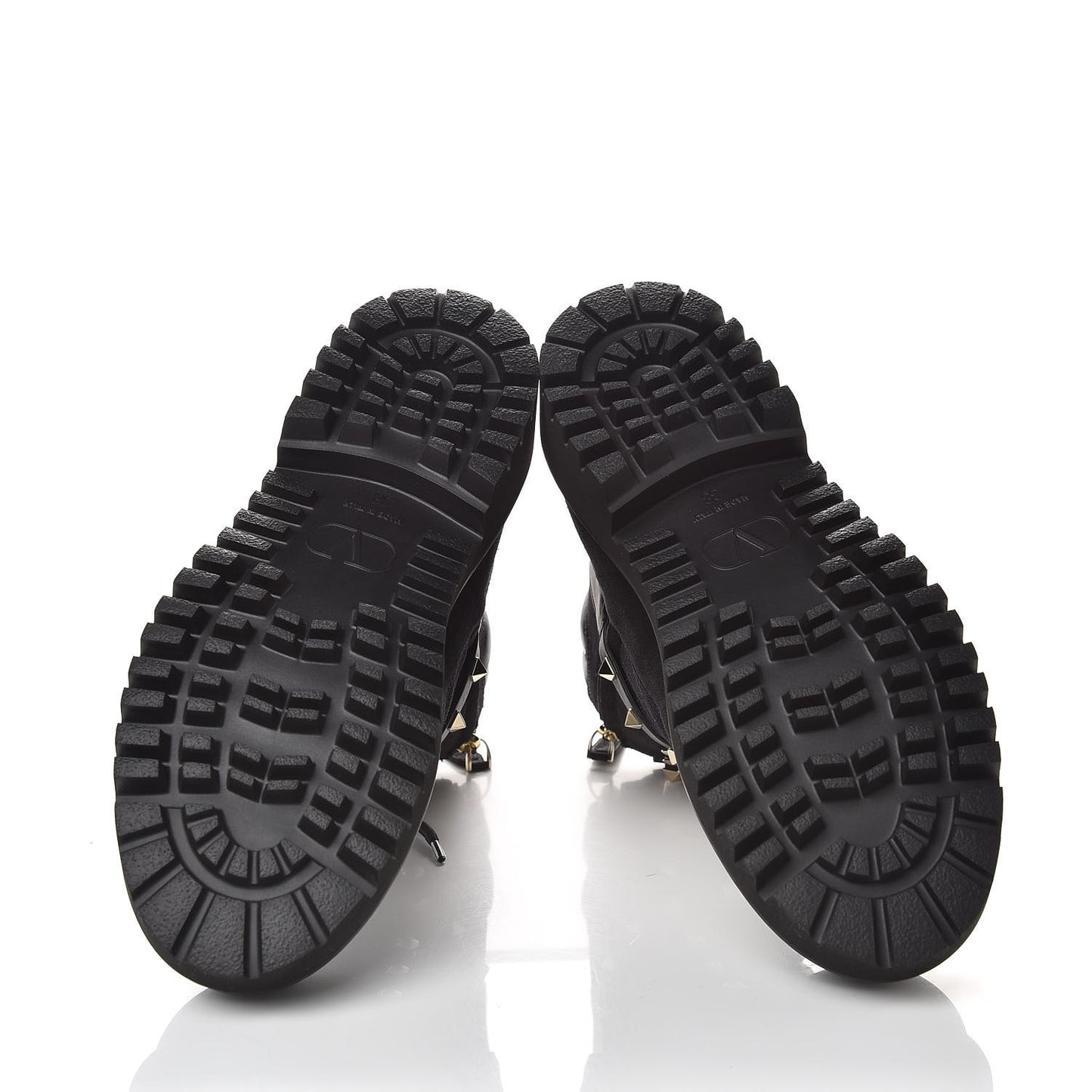 Suede Rockstud Cap Toe Combat Boots 38 Black