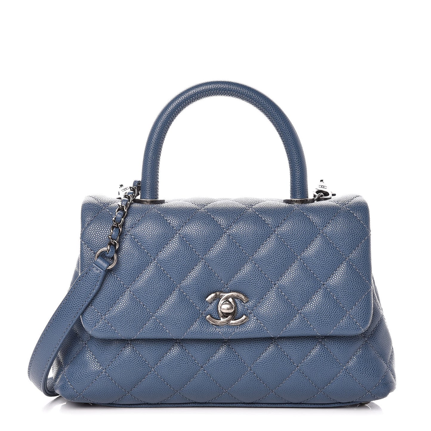 Caviar Quilted Mini Coco Handle Flap Blue