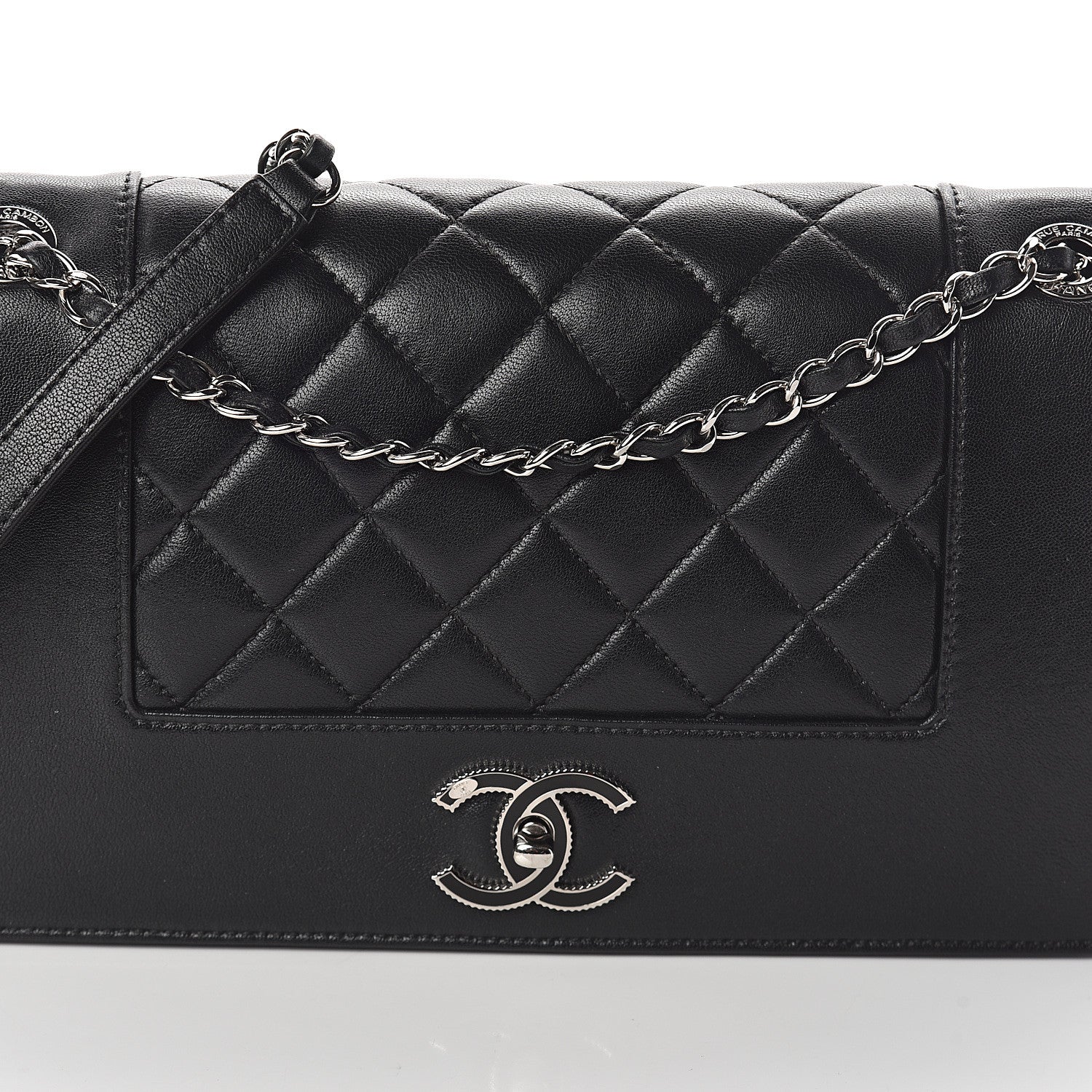 Chanel Sheepskin Quilted Vintage Mademoiselle Flap Black 7 of 9
