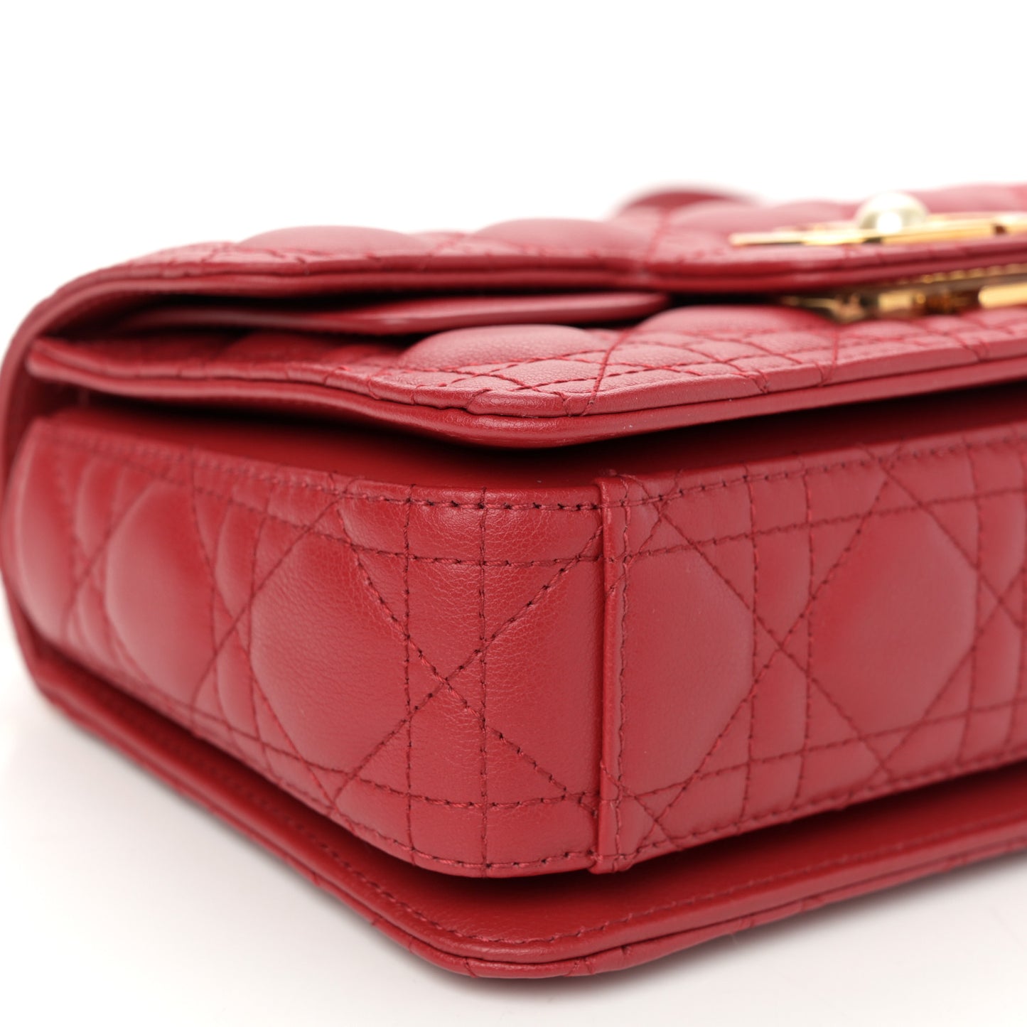 Lambskin Cannage Small Jolie Top Handle Bag Cherry Red