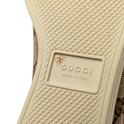 Gucci Suede Monogram Web Womens Falacer Sneakers 35.5 Nocciola Beige Mystic White Hibiscus Red 9 of 10