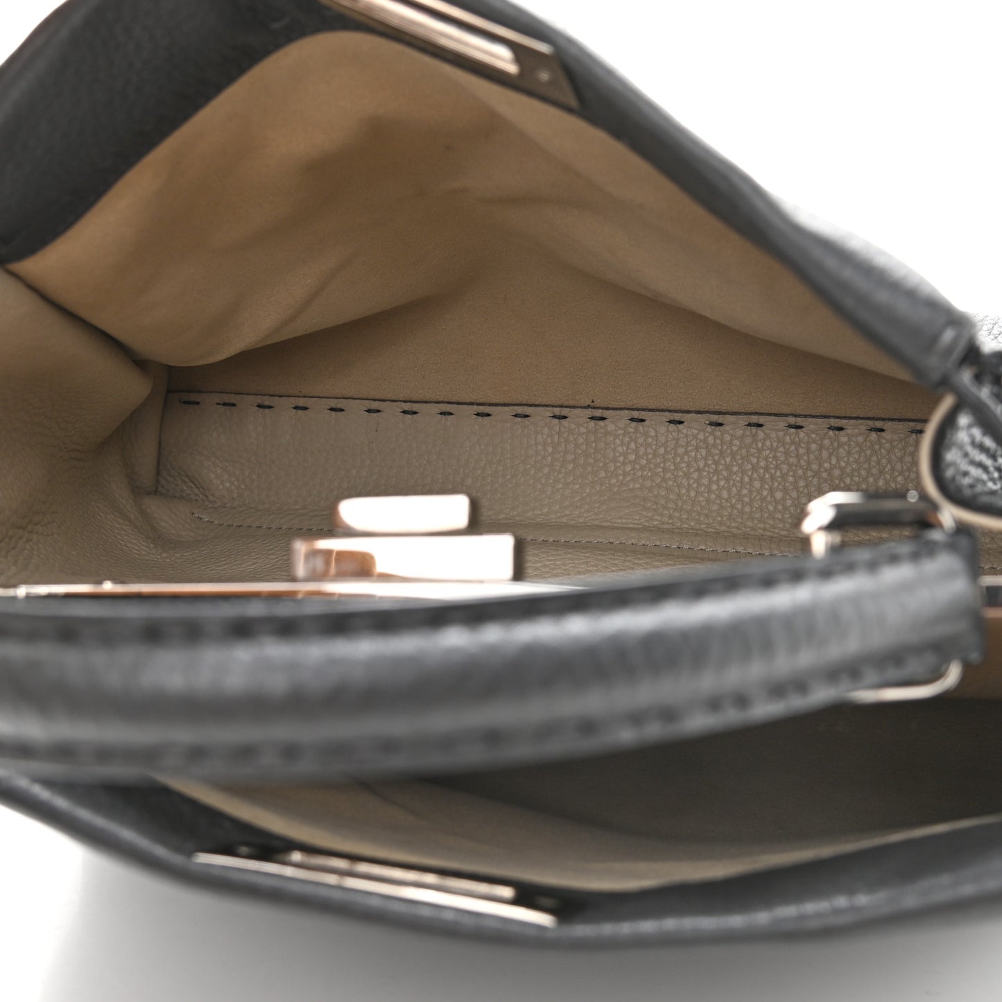 Cuoio Romano Selleria Bi-Color Medium Peekaboo Iconic Satchel Asfalto Latte