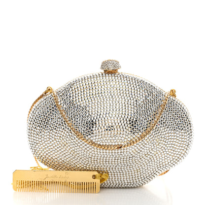 Judith Leiber Swarovski Crystal Minaudiere Clutch Silver 2 of 12