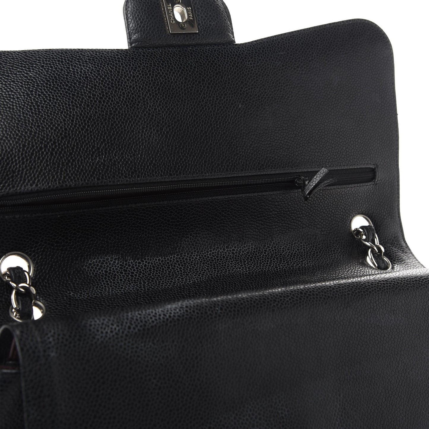 Caviar Quilted Jumbo Double Flap Black