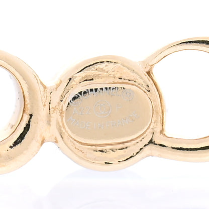 Chanel Metal Crystal Coco Script CC Climber Earrings Gold 4 of 5