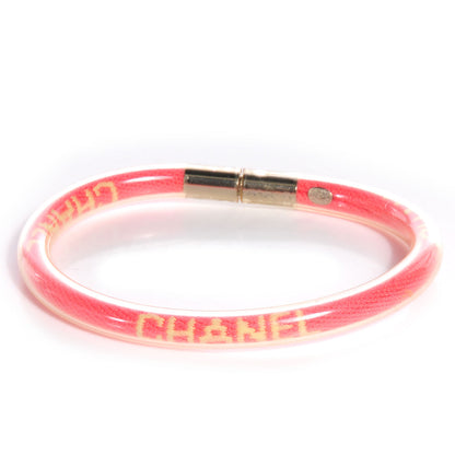 Chanel PVC Logo Snap Bracelet Pink 3 of 5