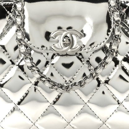 Chanel Mirror Calfskin Metallic Calfskin Quilted Nano Kelly Shopper Silvery 8 of 10