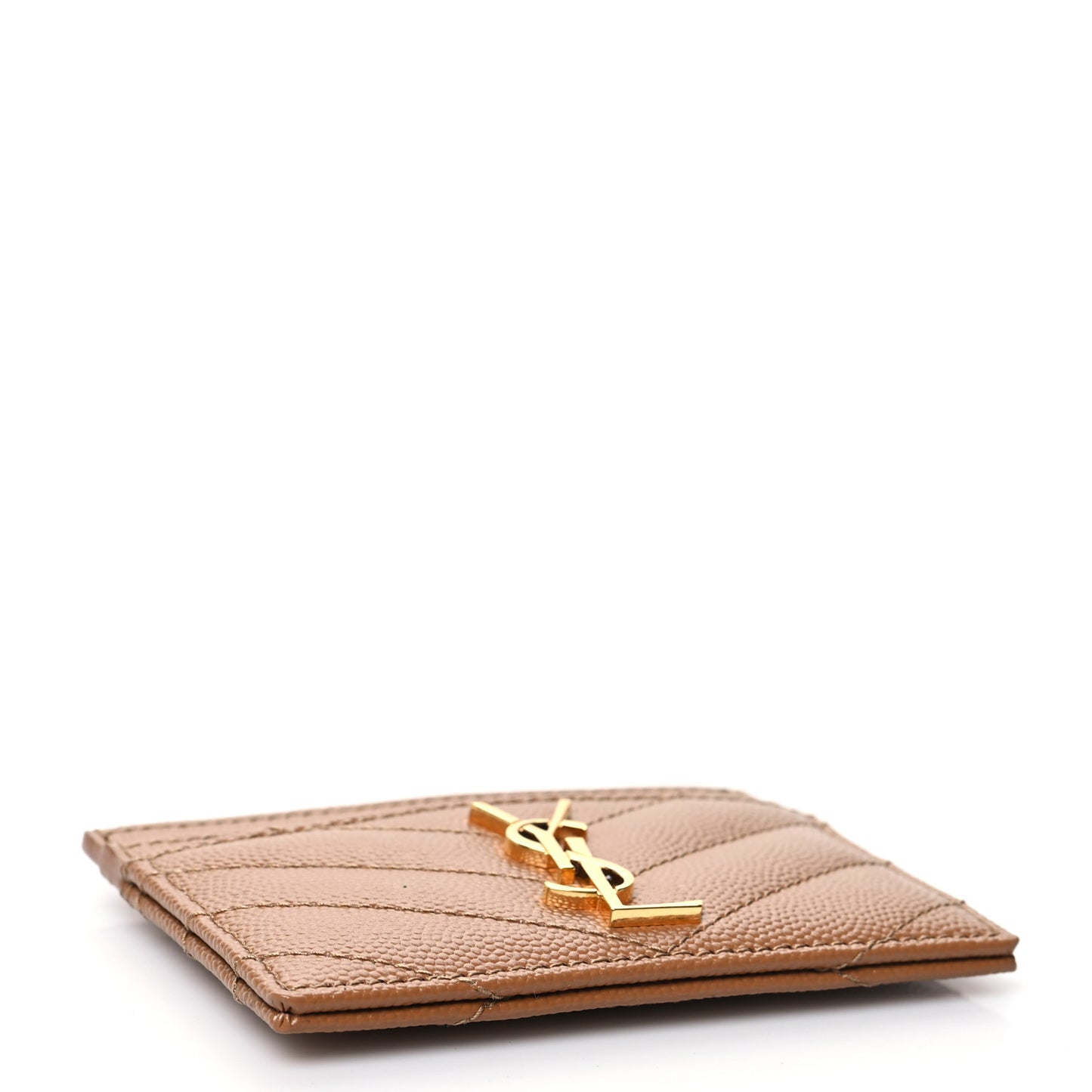 Grain De Poudre Matelasse Chevron Monogram Credit Card Case Natural Dark