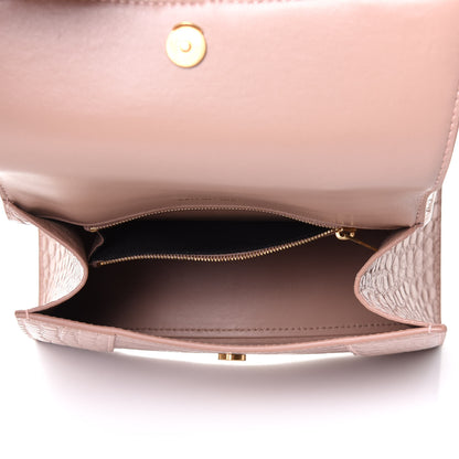 Balenciaga Shiny Calfskin Crocodile Embossed Small Hourglass Top Handle Bag Nude Beige 4 of 8