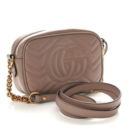 Gucci Calfskin Matelasse Mini GG Marmont Chain Shoulder Bag Porcelain Rose 3 of 10