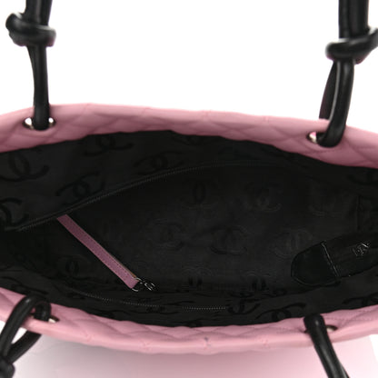 Chanel Calfskin Quilted Large Cambon Tote Pink Black 5 of 12