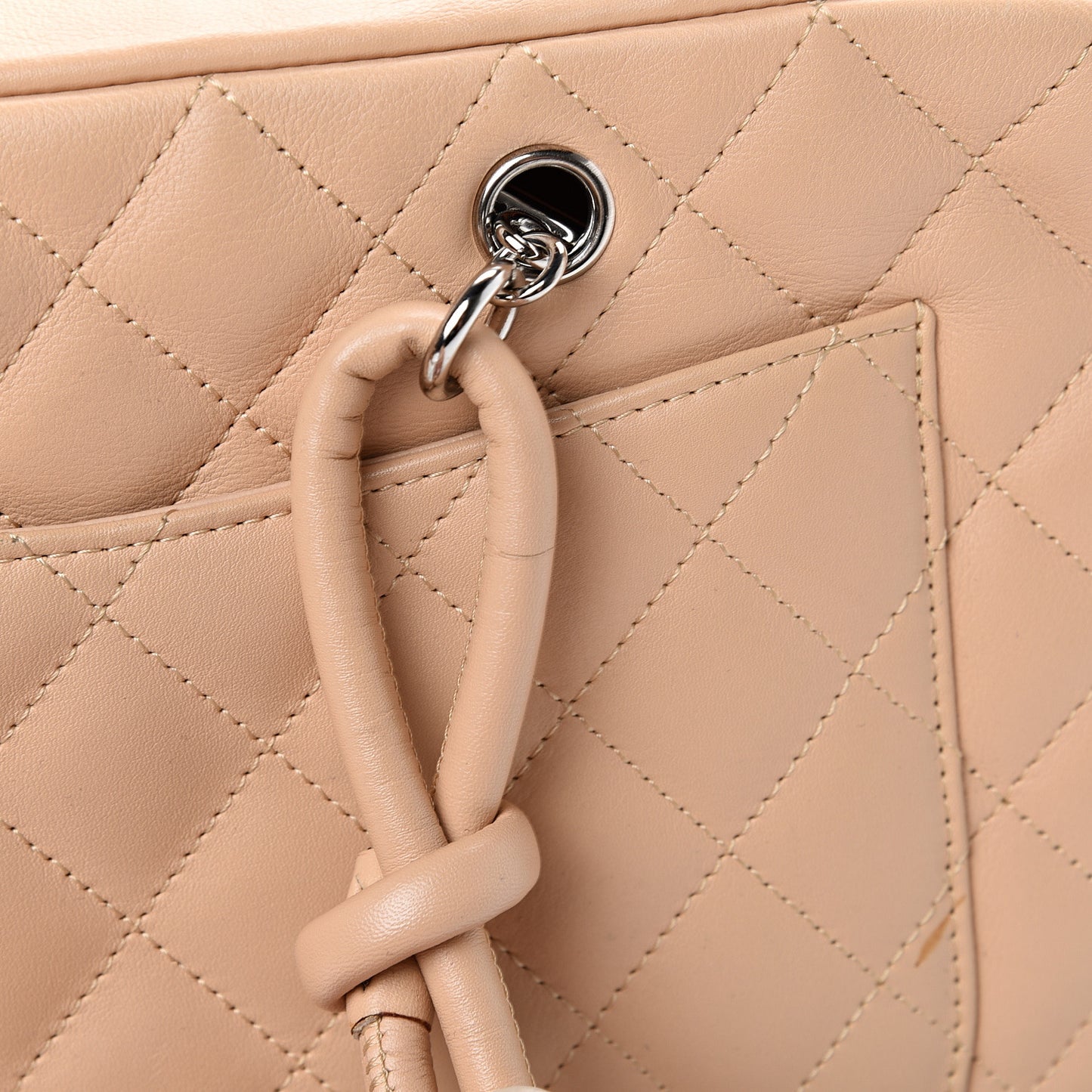 Calfskin Quilted Small Cambon Multipocket Reporter Beige