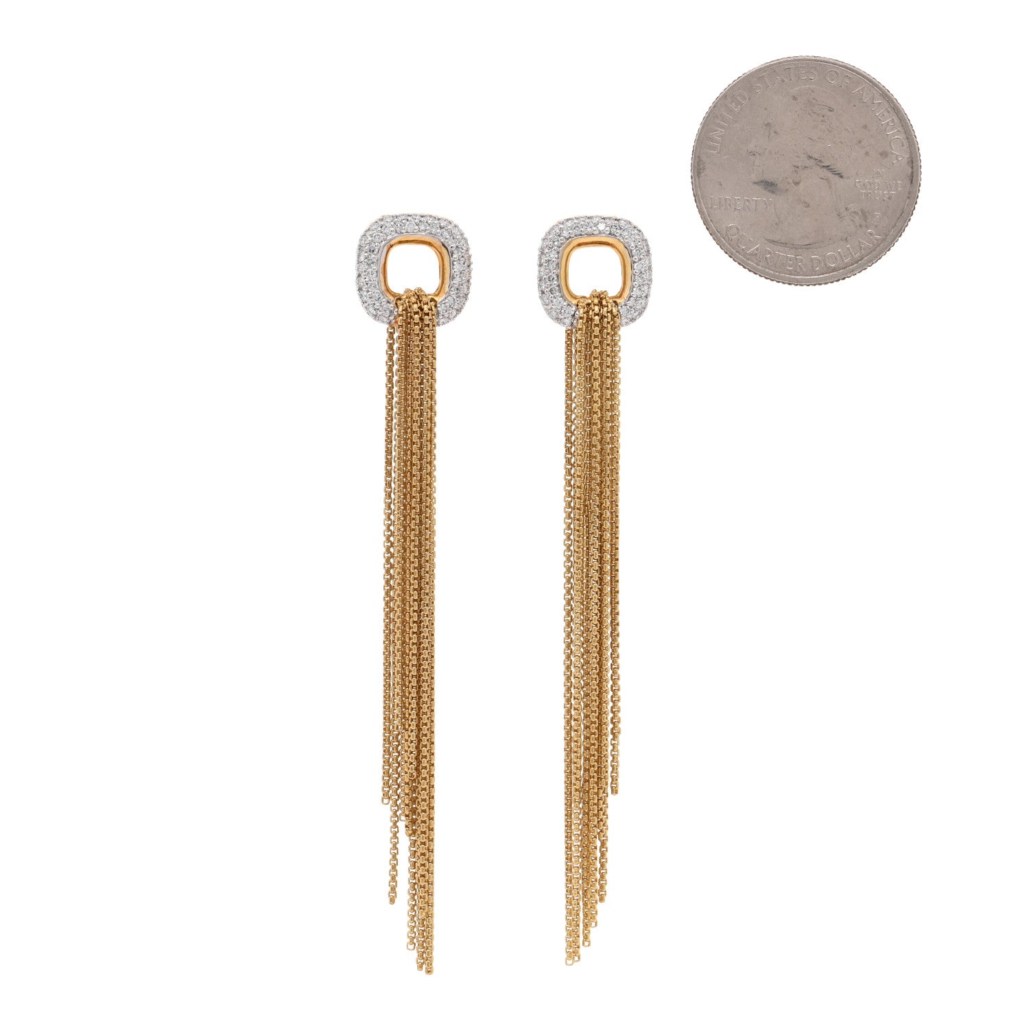 David Yurman 18K Yellow Gold Diamond Tassel Drop Earrings 2 of 4