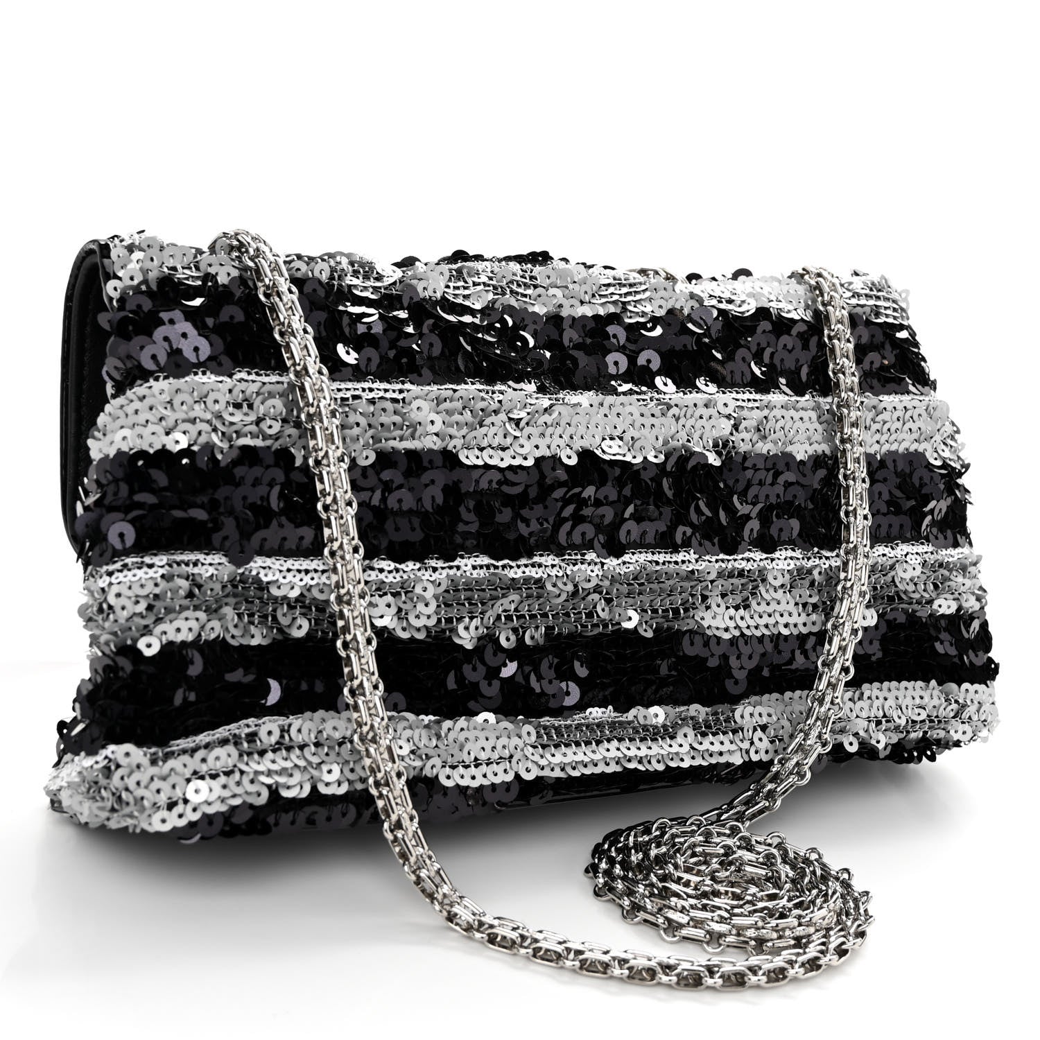 Chanel Sequin Striped Medium Reissue Flap Black Silver 3 of 10