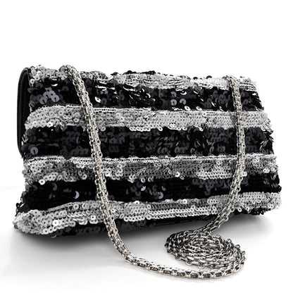 Chanel Sequin Striped Medium Reissue Flap Black Silver 3 of 10