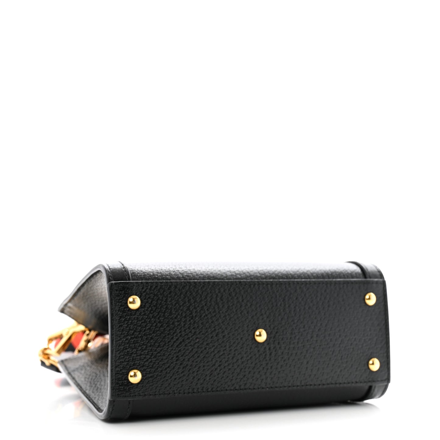 Textured Dollar Calfskin Web Mini Diana Tote Bag Black