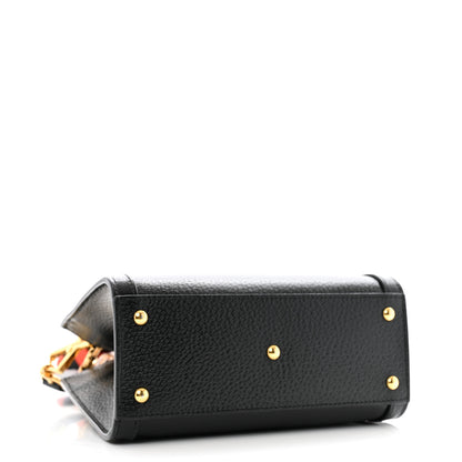 Gucci Textured Dollar Calfskin Web Mini Diana Tote Bag Black 4 of 11