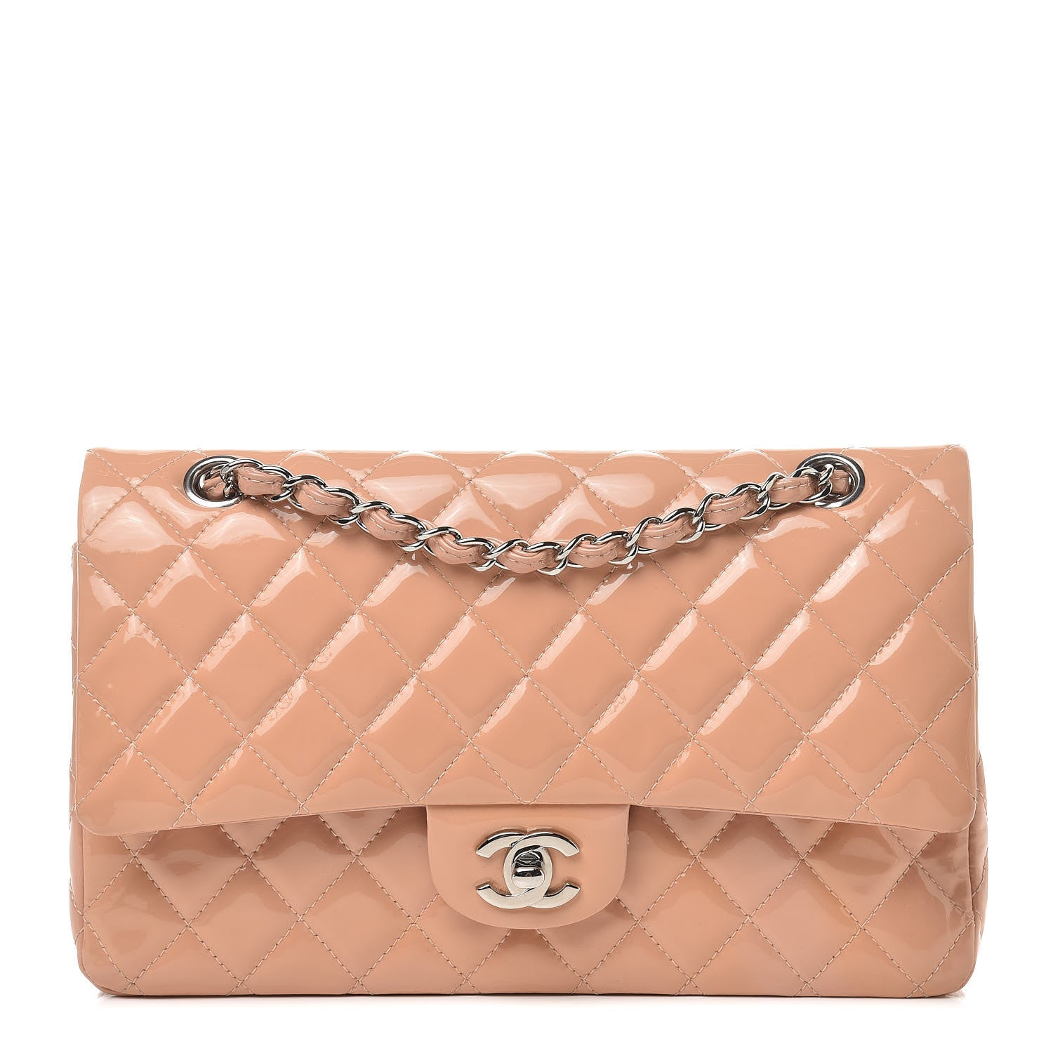 Chanel Patent Quilted Medium Double Flap Light Pink 1 of 18
