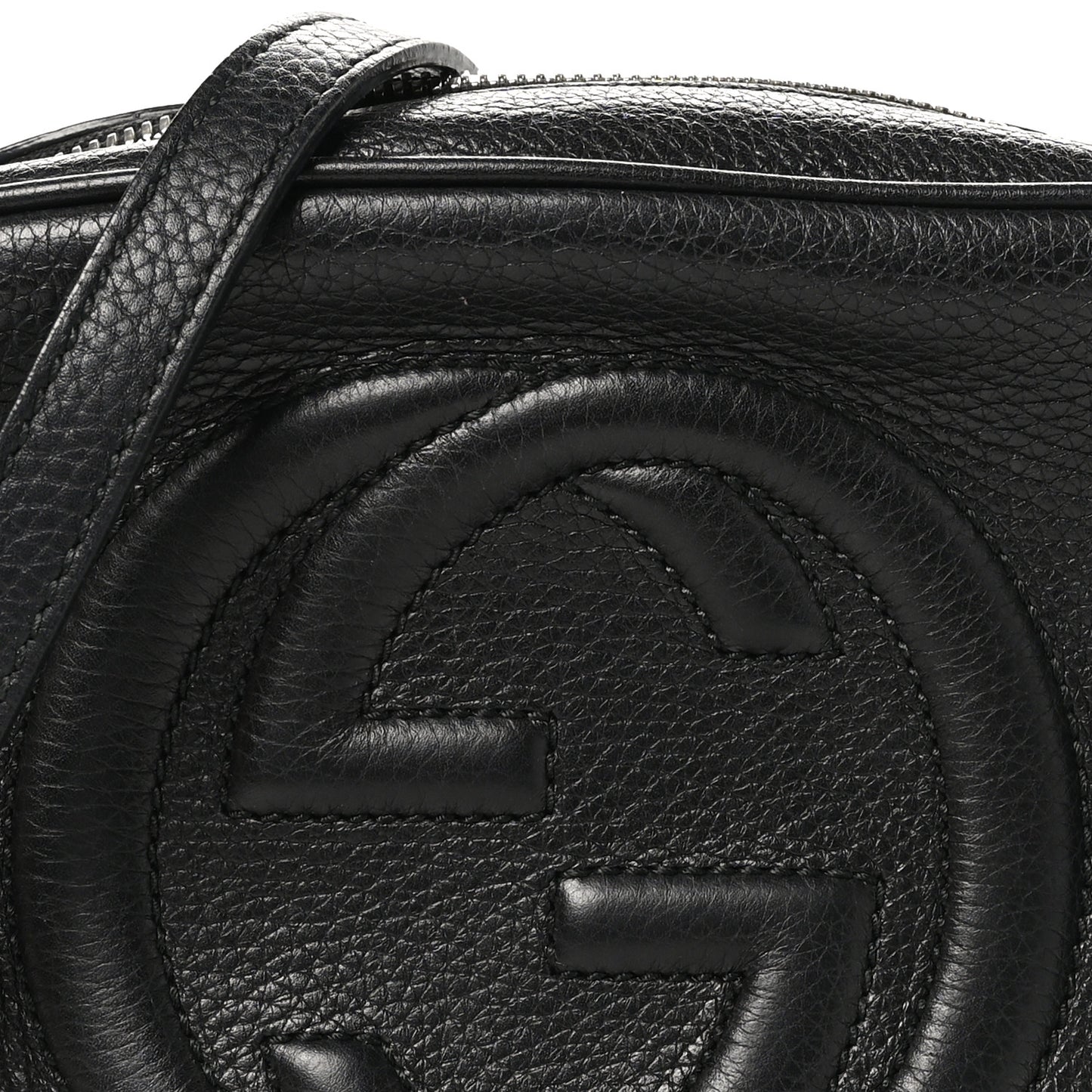 Pebbled Calfskin Small Soho Disco Bag Black
