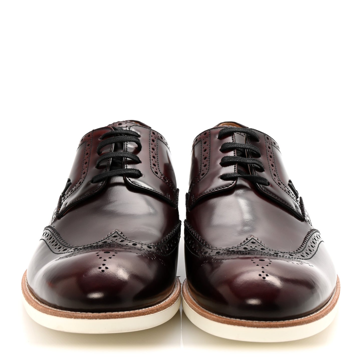 Glazed Calfskin Mens Brogue Derby Lace Up Shoes 10 Burgundy