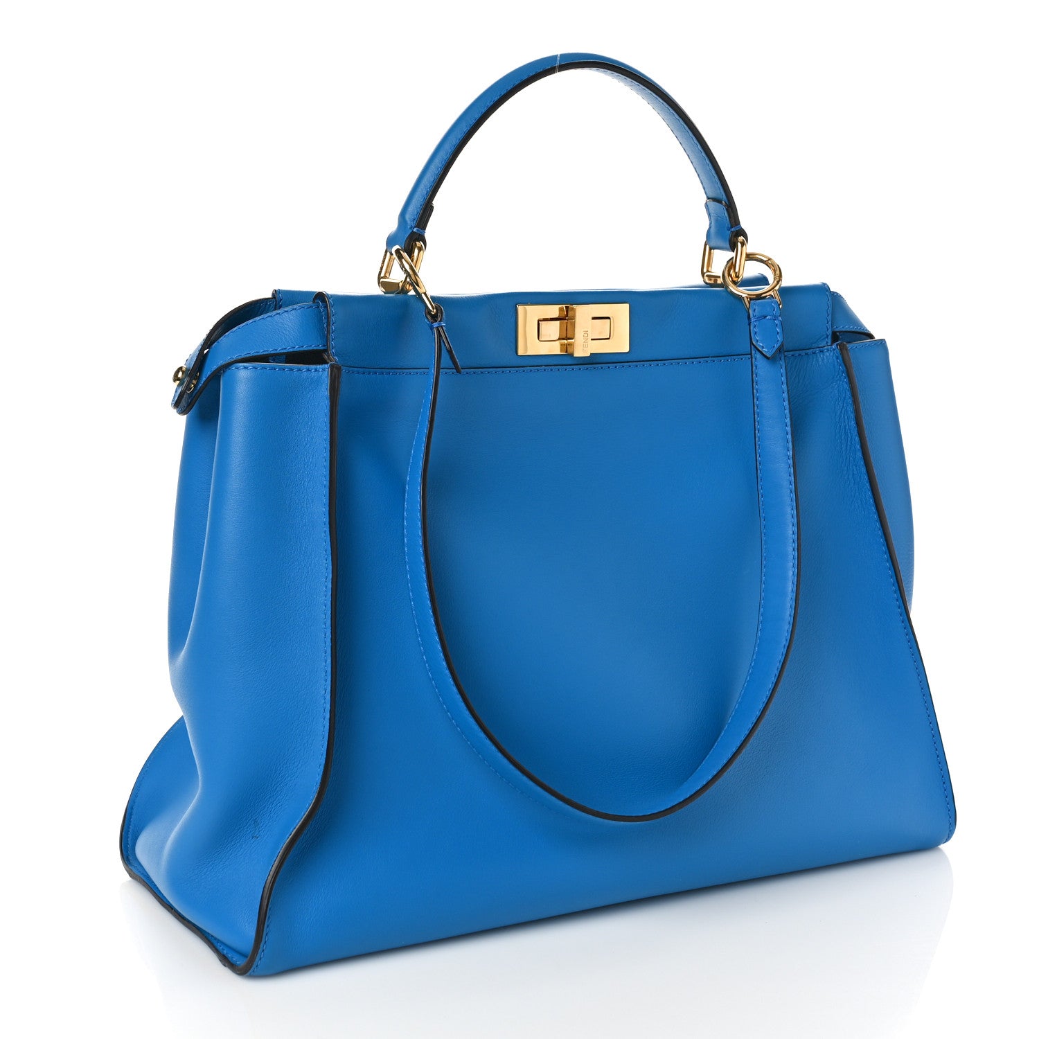 Fendi Vitello Seta Studded Monster Eyes Large Peekaboo Iconic Satchel Blue Royal Black Multicolor 4 of 10