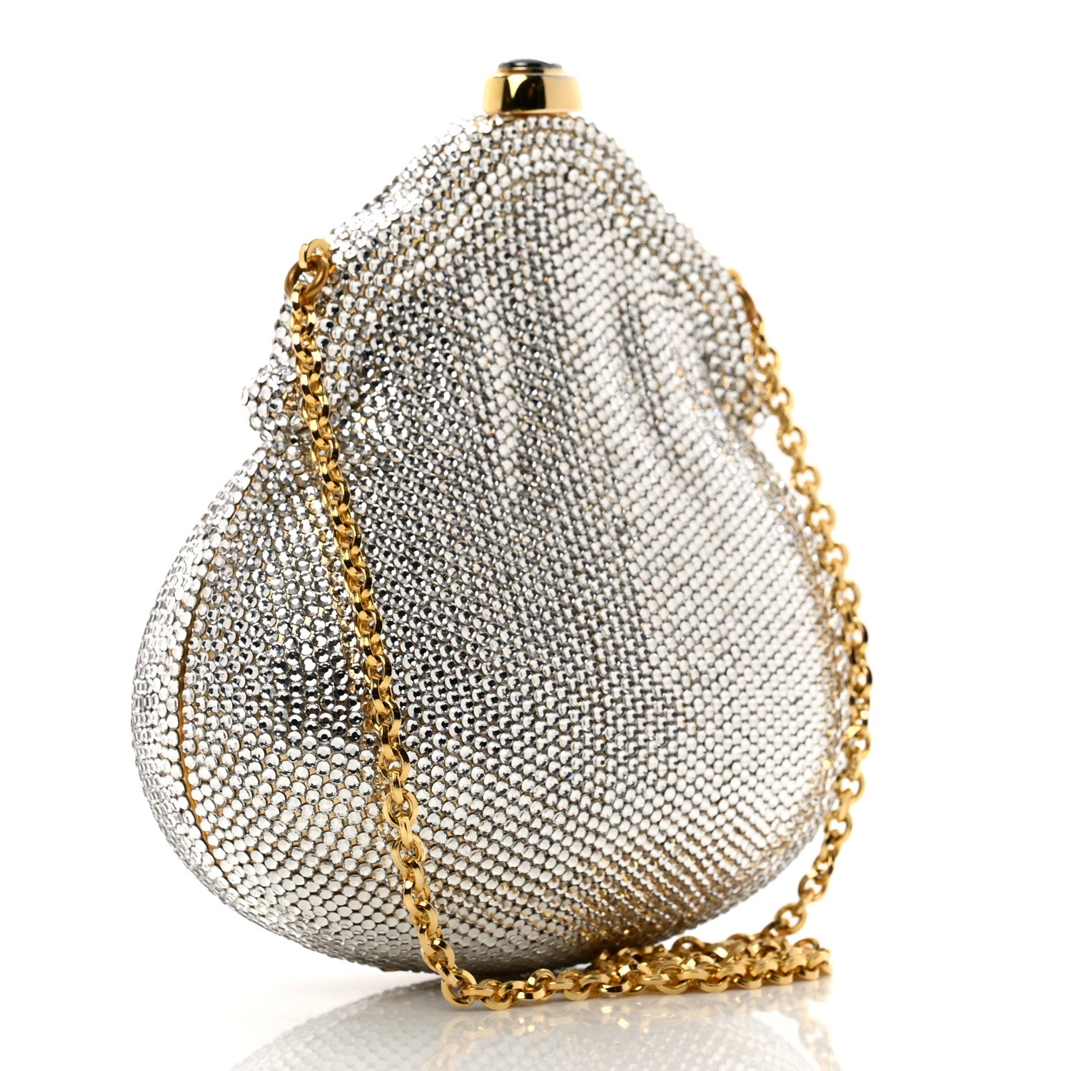 Judith Leiber Swarovski Crystal Chatelaine Minaudiere Clutch Silver Gold 3 of 12