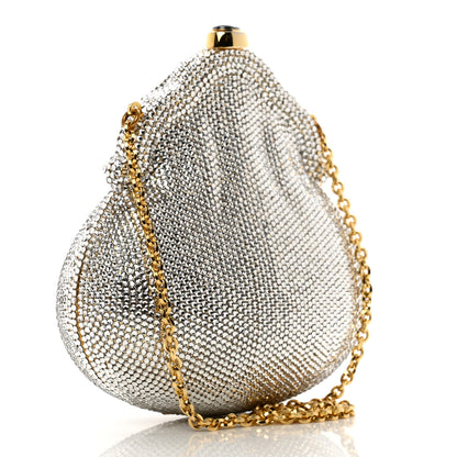 Judith Leiber Swarovski Crystal Chatelaine Minaudiere Clutch Silver Gold 3 of 12